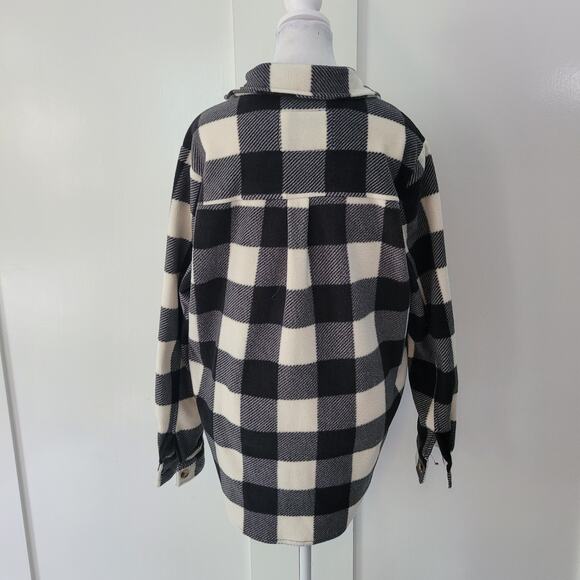 Billabong Size L Adventure Division Black White Plaid Fleece Button Up - Picture 3 of 9